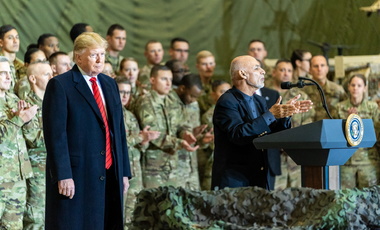 President Trump visiting American troops in Afghanistan. 