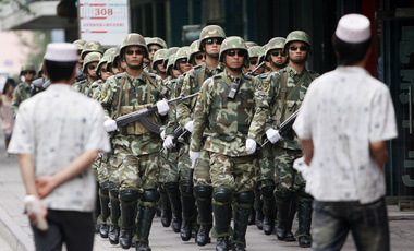 Paramilitary patrol in Xinjiang