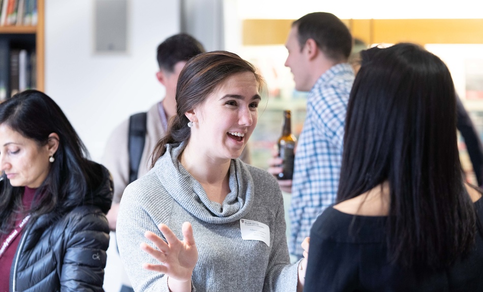 New admitted students attend an informational meet-and-greet hosted by the Belfer Center.
