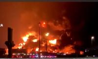 Saudi Arabian oil facilities in flames